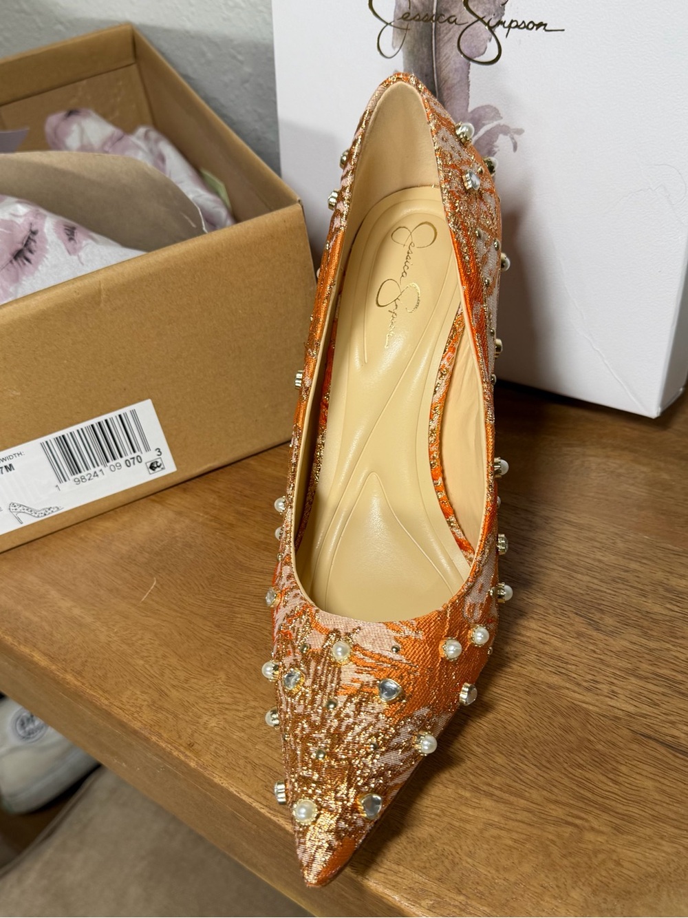 Jessica Simpson Welica Metallic Embroidered Embellished Pumps - Picture 2 of 8